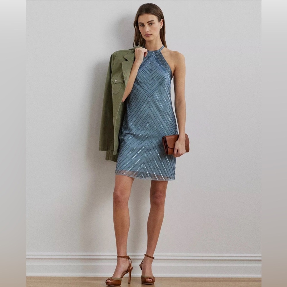Gorgeous Ralph Lauren Women's Beaded Cocktail Dress NWT 🩵
